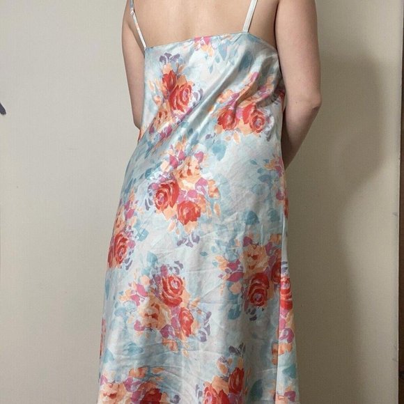 Unbranded Blue Multicolor Floral Nightgown Slip Lingerie Midi Dress Medium - Picture 12 of 12